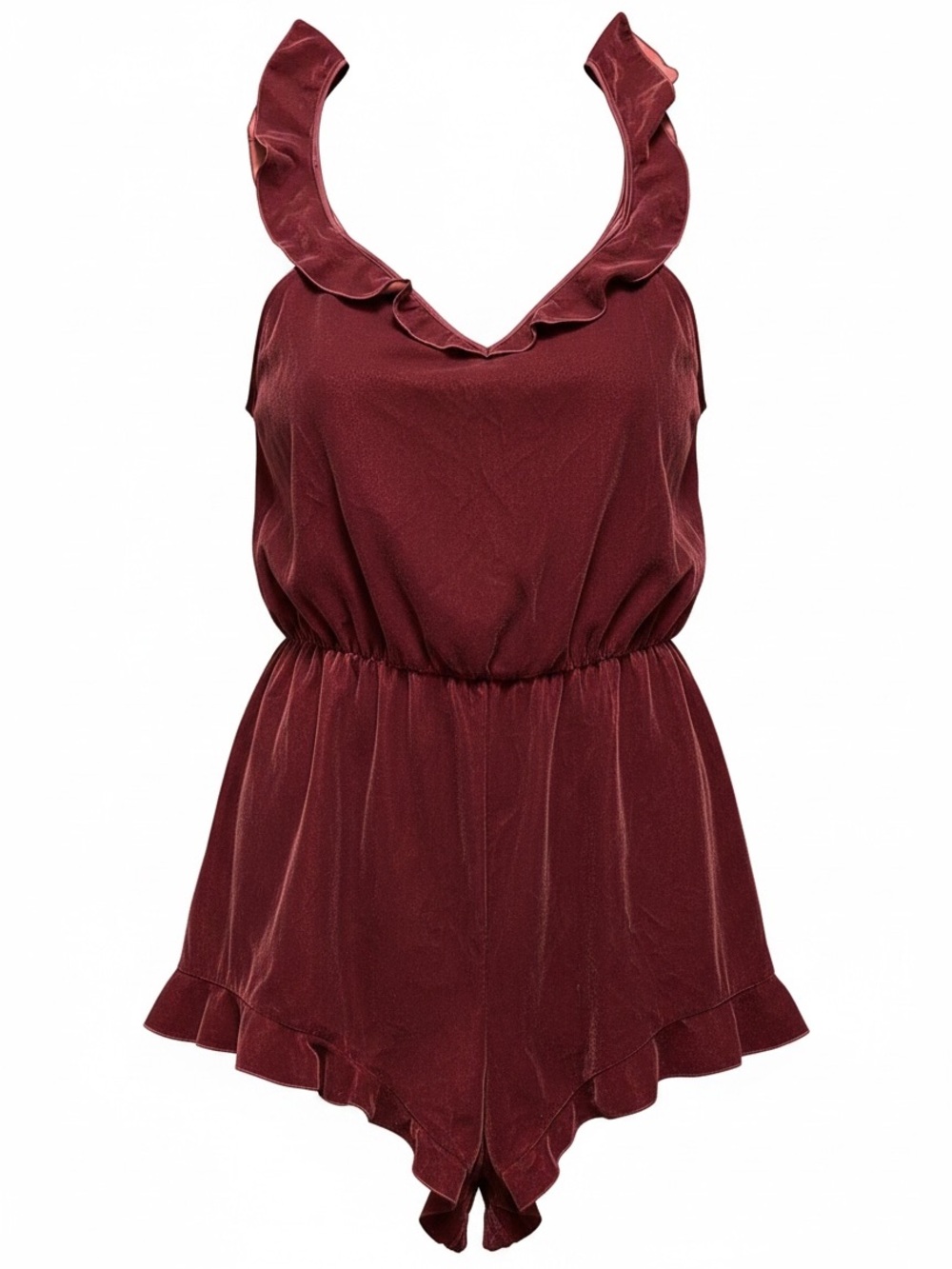 Victoria's Secret Mauve Velour Ruffled V-Neck Sleeveless Romper